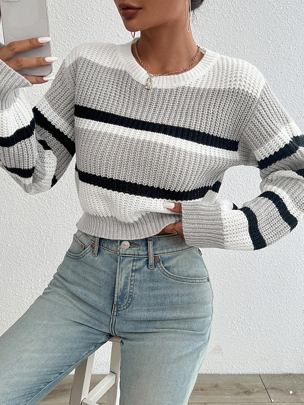 Damen Strickpullover mit rundem Ausschnitt