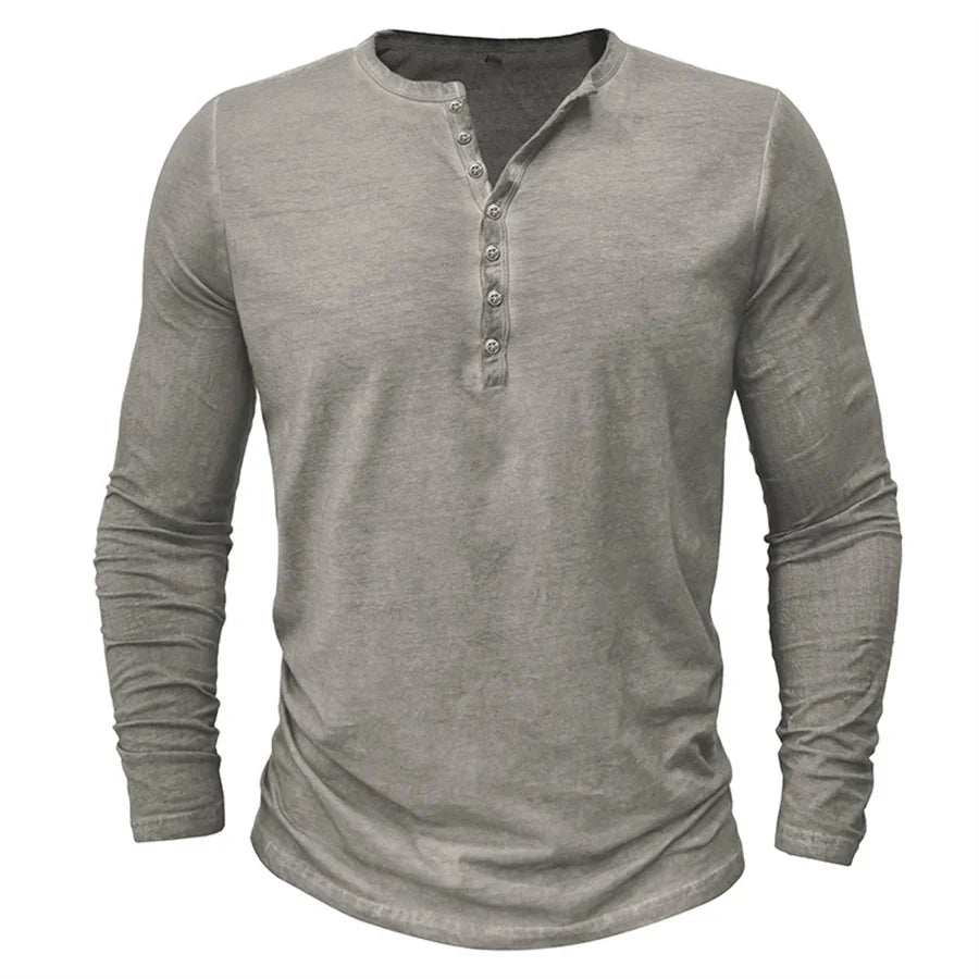 Herren Langarm Henley Shirt aus Baumwolle - Casual Comfort