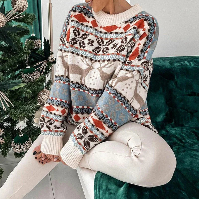 Gemütlicher & wärmender Damen-Pullover im Weihnachts-Look