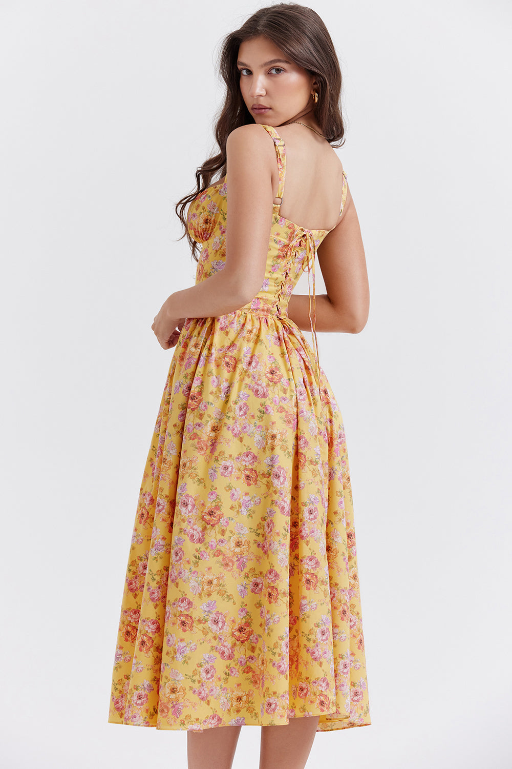 Amalie | Damen Geblümtes Midi-Sommerkleid